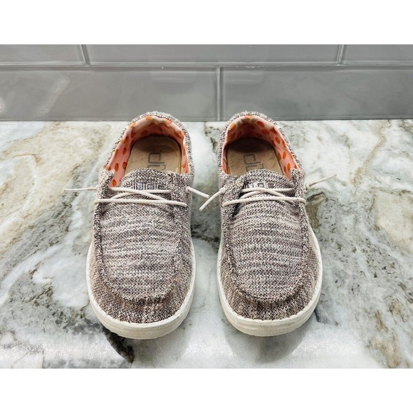 Hey Dude Other - Hey Dude Youth size 2 Wendy Stretch Peach Bud Pink Girl Slip-On